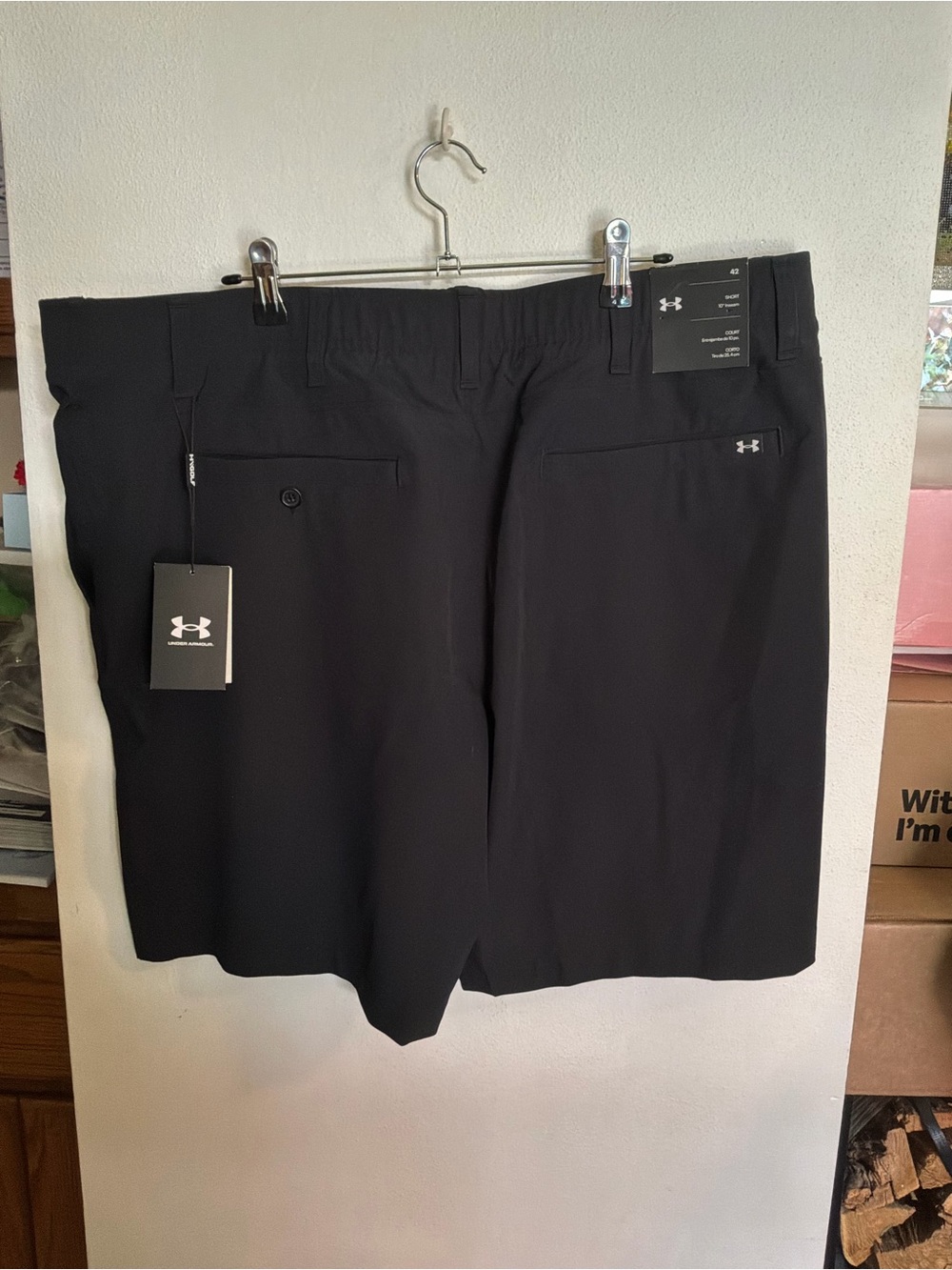 Under Armour Men's Black Flat-Front Performance Shorts - Picture 3 of 5